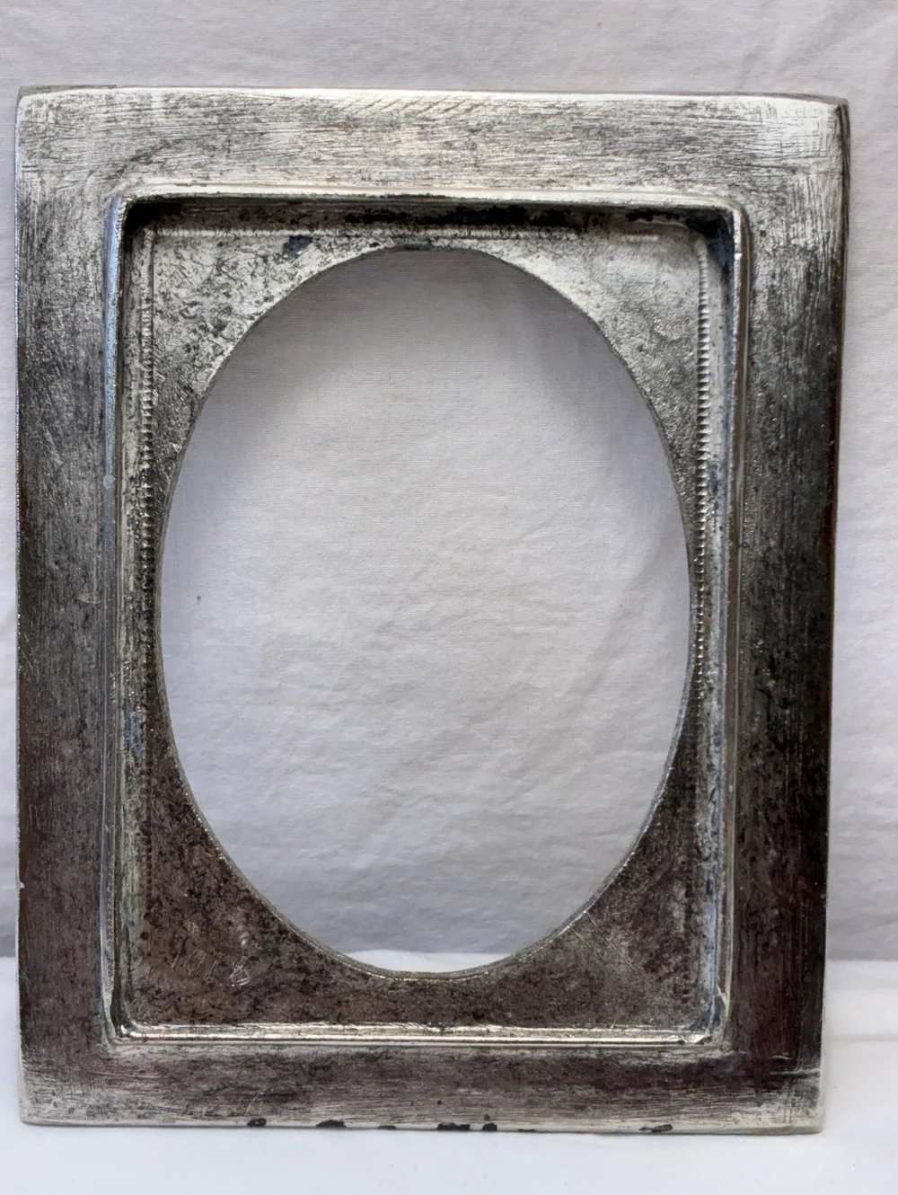 Vintage Art Nouveau Style Heavy Silver-Tone Metal Picture Frame 6” x 4”